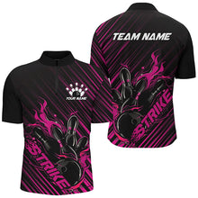 Load image into Gallery viewer, Custom Black And Pink Flame Bowling Shirts For Men, Strike Bowling Team Shirts Outfit Bowling IPHW7321