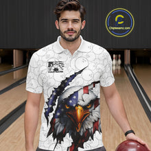 Load image into Gallery viewer, Custom Patriotic Eagle Men Bowling Team Shirt, US Flag Eagle Bowling League Shirt IPHW10190