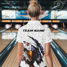 Load image into Gallery viewer, Custom Patriotic Eagle Women Bowling Team Shirt, US Flag Eagle Bowling League Shirt IPHW10190