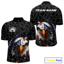 Load image into Gallery viewer, Custom Patriotic Eagle Men Bowling Team Shirt, US Flag Eagle Bowling League Shirt IPHW10191