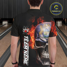 Load image into Gallery viewer, Custom Flame Skull American Michigan Flag Men Bowling Team Shirt, Patriotic Bowling Jersey IPHW10636