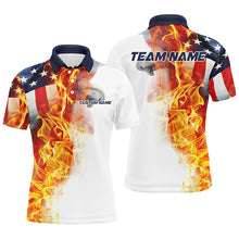 Load image into Gallery viewer, Flame American Flag Custom Polo  /Quarter-Zip Shirts For Men Women, Patriotic Bowling Team Jersey IPHW5984