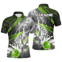 Load image into Gallery viewer, Green Lightning Thunder Custom Bowling Team Jersey,Team Bowling Shirts For Men And Women IPHW5990