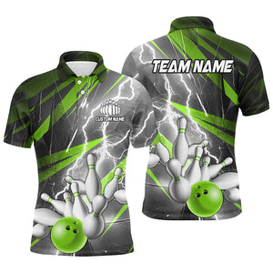 Green Lightning Thunder Custom Bowling Team Jersey,Team Bowling Shirts For Men And Women IPHW5990