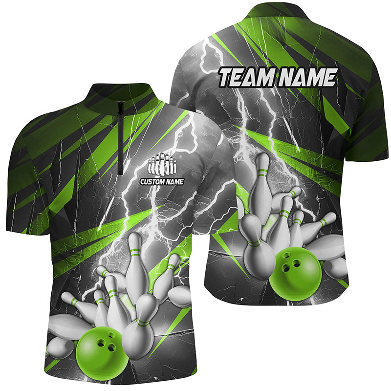 Green Lightning Thunder Custom Bowling Team Jersey,Team Bowling Shirts For Men And Women IPHW5990