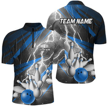 Load image into Gallery viewer, Blue Lightning Thunder Custom Bowling Team Jersey,Team Bowling Shirts For Men And Women IPHW5991