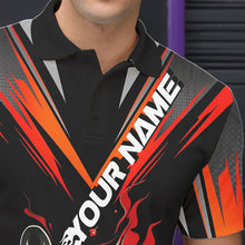 Load image into Gallery viewer, Custom Black And Red Flame Bowling Men Polo Shirts, Fire Bowling Tournament Team Outfits IPHW8773