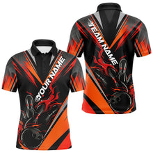 Load image into Gallery viewer, Custom Black And Red Flame Bowling Men Polo Shirts, Fire Bowling Tournament Team Outfits IPHW8773