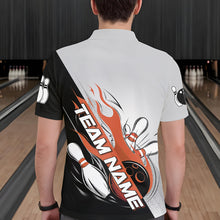 Load image into Gallery viewer, Custom Orange Flame Strike Bowling Men Polo Shirts, Bowling Team Uniform Bowling League Shirt IPHW8779