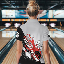 Load image into Gallery viewer, Custom Red Flame Strike Bowling Women Quarter-Zip Shirts, Team Uniform Bowling League Shirt IPHW8780
