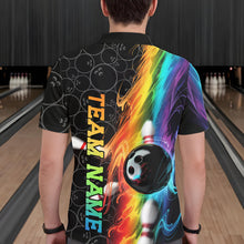 Load image into Gallery viewer, Custom Colorful Rainbow Flame Bowling Team Polo Shirts For Men, Bowling Tournament Outfits IPHW8784