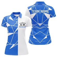 Load image into Gallery viewer, Blue Geometric Custom Ladies Bowling Team Shirts, Bowling Jerseys For Bowlers IPHW6266