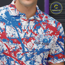 Load image into Gallery viewer, Custom Red, White And Blue Splatter Patriotic Bowling Polo Team Shirts For Men IPHW9263