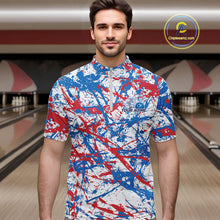 Load image into Gallery viewer, Custom Red, White And Blue Splatter Patriotic Bowling Quarter-Zip Team Shirts For Men IPHW9263