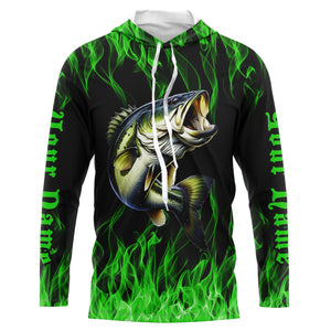 Custom Bass Fishing jerseys, Bass Long sleeve Fishing Shirts personalized Fishing gifts | green IPHW3536