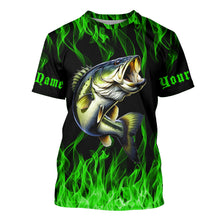 Load image into Gallery viewer, Custom Bass Fishing jerseys, Bass Long sleeve Fishing Shirts personalized Fishing gifts | green IPHW3536