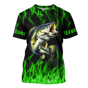 Custom Bass Fishing jerseys, Bass Long sleeve Fishing Shirts personalized Fishing gifts | green IPHW3536