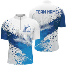 Load image into Gallery viewer, White And Blue Custom Bowling Team Shirts For Men, Bowling League Shirt Bowling Uniform IPHW7645