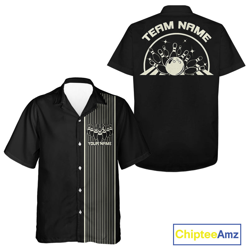 Custom Classic Striped Vintage Bowling Shirt, Retro Bowling Button Up Team Shirt IPHW10075