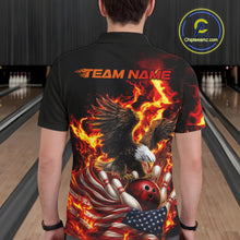 Load image into Gallery viewer, Custom Patriotic Fire Flame Eagle Men Bowling Team Shirt, Firefighter Bowling Shirt IPHW10201