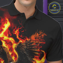 Load image into Gallery viewer, Custom Patriotic Fire Flame Eagle Men Bowling Team Shirt, Firefighter Bowling Shirt IPHW10201