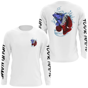 Personalized American Flag Crappie Fishing Shirts, Patriotic Crappie Long Sleeve Fishing Shirts IPHW6277