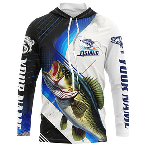 Custom Largemouth Bass Fishing Jerseys, Bass Long Sleeve Tournament Fishing Shirts | Blue IPHW6283