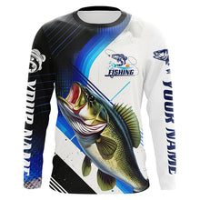 Load image into Gallery viewer, Custom Largemouth Bass Fishing Jerseys, Bass Long Sleeve Tournament Fishing Shirts | Blue IPHW6283