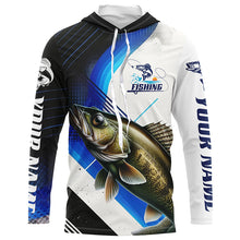 Load image into Gallery viewer, Custom Walleye Bass Fishing Jerseys, Walleye Long Sleeve Tournament Fishing Shirts | Blue IPHW6284