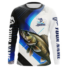 Load image into Gallery viewer, Custom Walleye Bass Fishing Jerseys, Walleye Long Sleeve Tournament Fishing Shirts | Blue IPHW6284