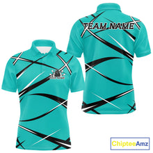 Load image into Gallery viewer, Custom Turquoise Blue Bowling Jerseys, Bowling Team Tournament Polo Shirts For Men IPHW11411