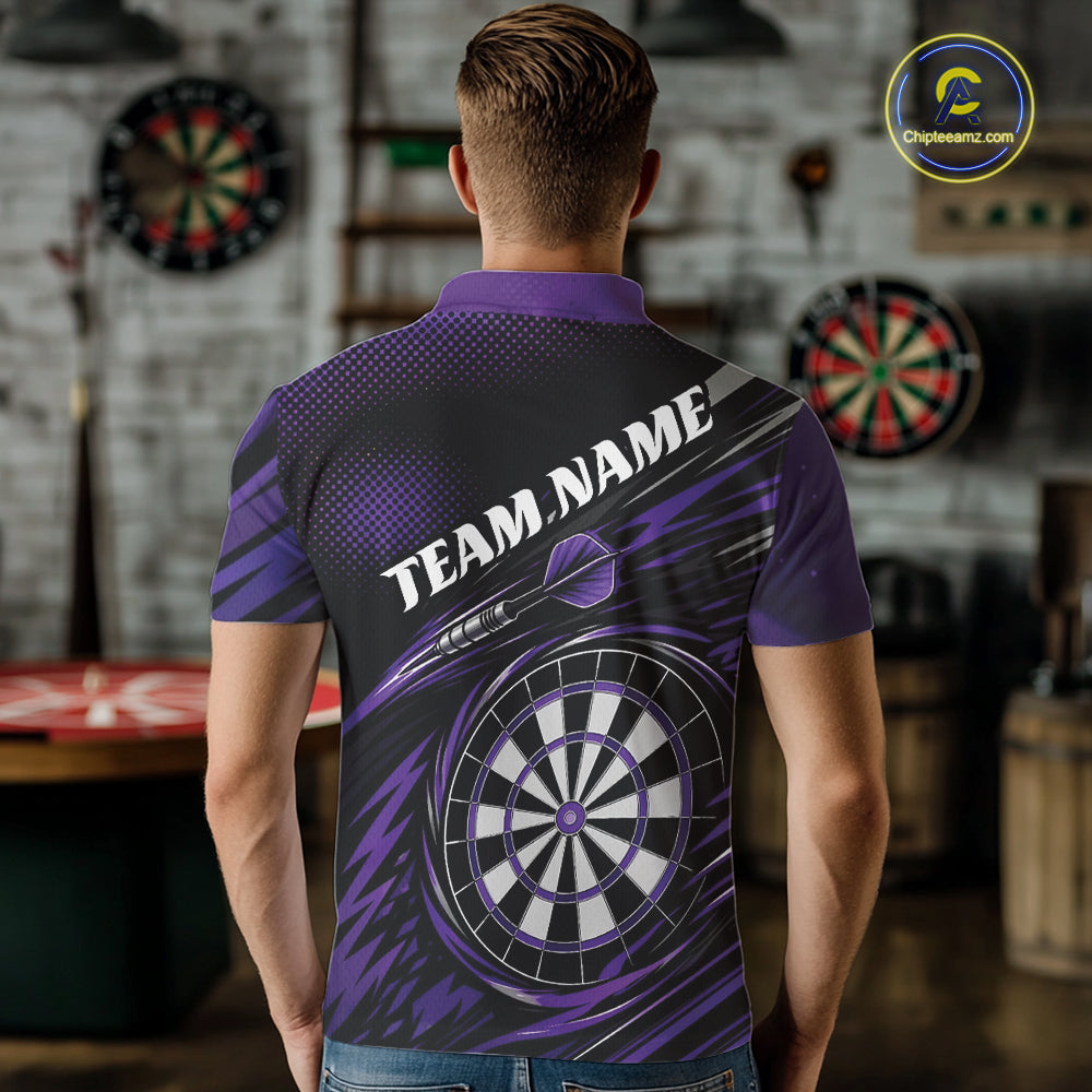 Custom Purple Owl Darts Men Polo Shirts, Dart Flights Darts League Shirt IPHW11732