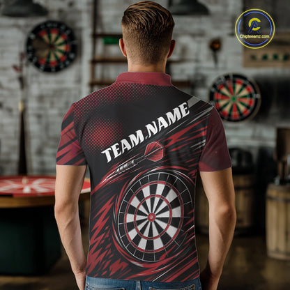 Custom Red Owl Darts Men Polo Shirts, Dart Flights Darts League Shirt IPHW11735