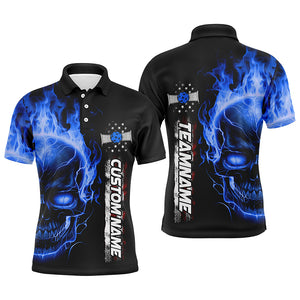 Flame Skull American Flag Custom Team Pickleball Shirts For Men, Patriotic Pickleball Jerseys IPHW5191