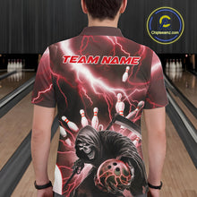 Load image into Gallery viewer, Custom Red Thunder Lightning Grim Reaper Bowling Men Polo Shirt, Halloween Bowling Outfit IPHW9798