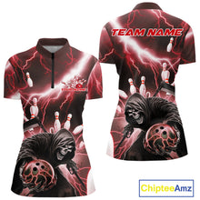 Load image into Gallery viewer, Custom Red Lightning Grim Reaper Bowling Women Quarter-Zip Shirt, Halloween Outfit IPHW9798