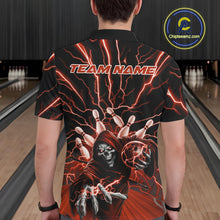 Load image into Gallery viewer, Custom Black And Red Lightning Grim Reaper Bowling Men Polo Shirt, Halloween Outfit IPHW9806
