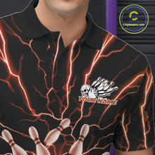 Load image into Gallery viewer, Custom Black And Red Lightning Grim Reaper Bowling Men Polo Shirt, Halloween Outfit IPHW9806