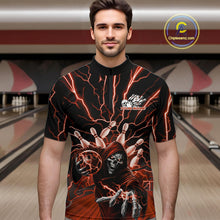 Load image into Gallery viewer, Custom Black And Red Lightning Grim Reaper Bowling Men Quarter-Zip Shirt, Halloween Outfit IPHW9806