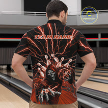 Load image into Gallery viewer, Custom Black And Red Lightning Grim Reaper Bowling Men Quarter-Zip Shirt, Halloween Outfit IPHW9806