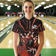 Load image into Gallery viewer, Custom Red Lightning Grim Reaper Bowling Women Quarter-Zip Shirt, Halloween Outfit IPHW9806