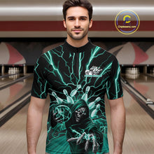 Load image into Gallery viewer, Custom Black And Green Lightning Grim Reaper Bowling Men Quarter-Zip Shirt, Halloween Outfit IPHW9807