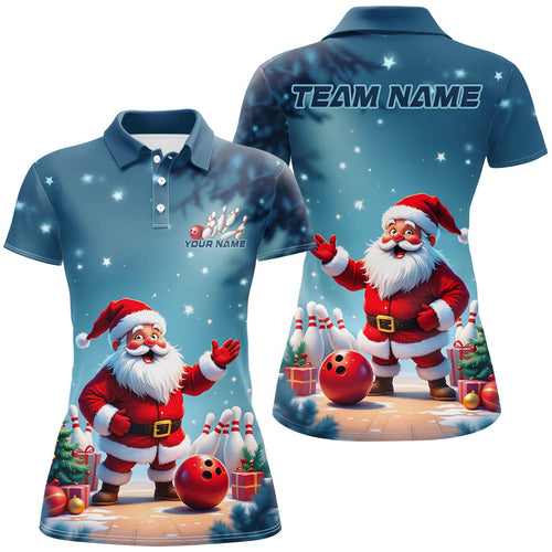 Santa Bowling Custom Christmas Ladies Bowling Shirts, Bowling Team Uniform Bowlers Outfits IPHW7847