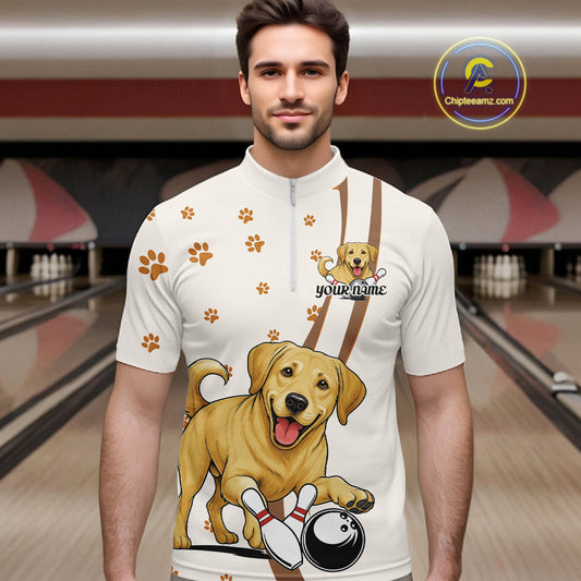 Custom Funny Labrador Retriever Dog Men Bowling Team Shirt, Dog Lovers Bowling Uniform IPHW10208