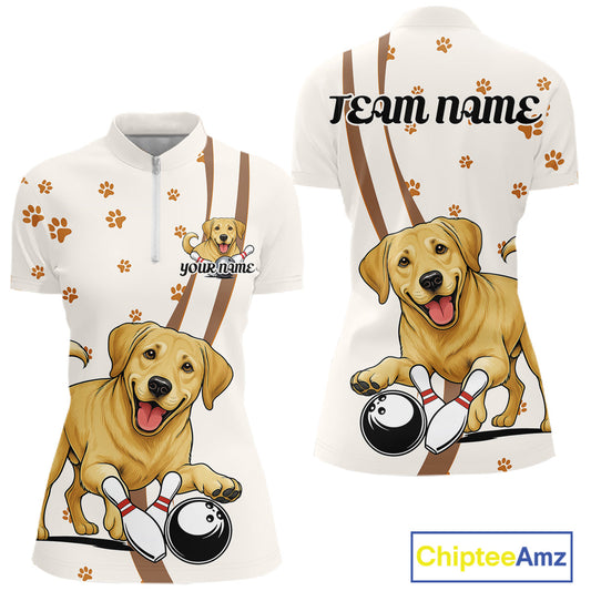 Custom Funny Labrador Retriever Dog Women Bowling Team Shirt, Dog Lovers Bowling Uniform IPHW10208