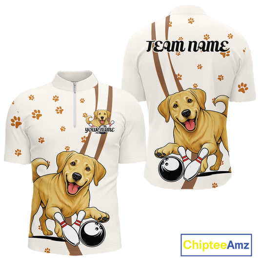 Custom Funny Labrador Retriever Dog Men Bowling Team Shirt, Dog Lovers Bowling Uniform IPHW10208