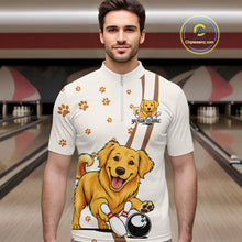 Load image into Gallery viewer, Custom Funny Golden Retriever Dog Men Bowling Team Shirt, Dog Lovers Bowling Uniform IPHW10209
