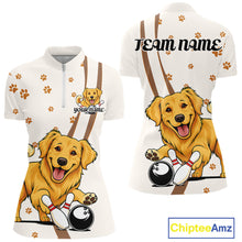 Load image into Gallery viewer, Custom Funny Golden Retriever Dog Women Bowling Team Shirt, Dog Lovers Bowling Uniform IPHW10209