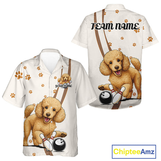 Custom Funny Poodle Dog Men And Women Bowling Team Shirt, Dog Lovers Bowling Uniform IPHW10211