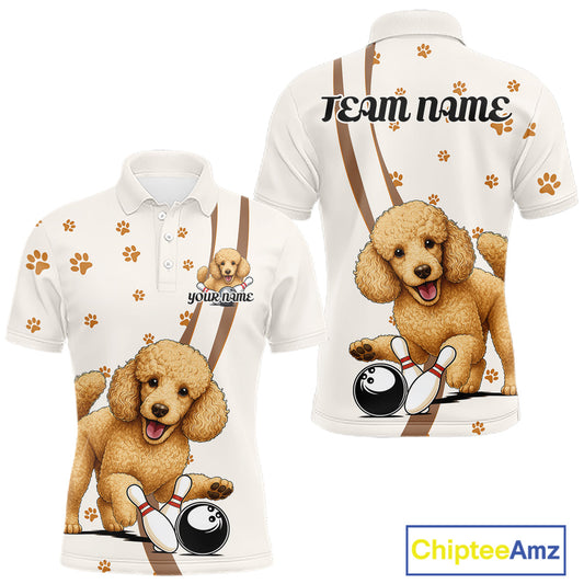 Custom Funny Poodle Dog Men Bowling Team Shirt, Dog Lovers Bowling Uniform IPHW10211